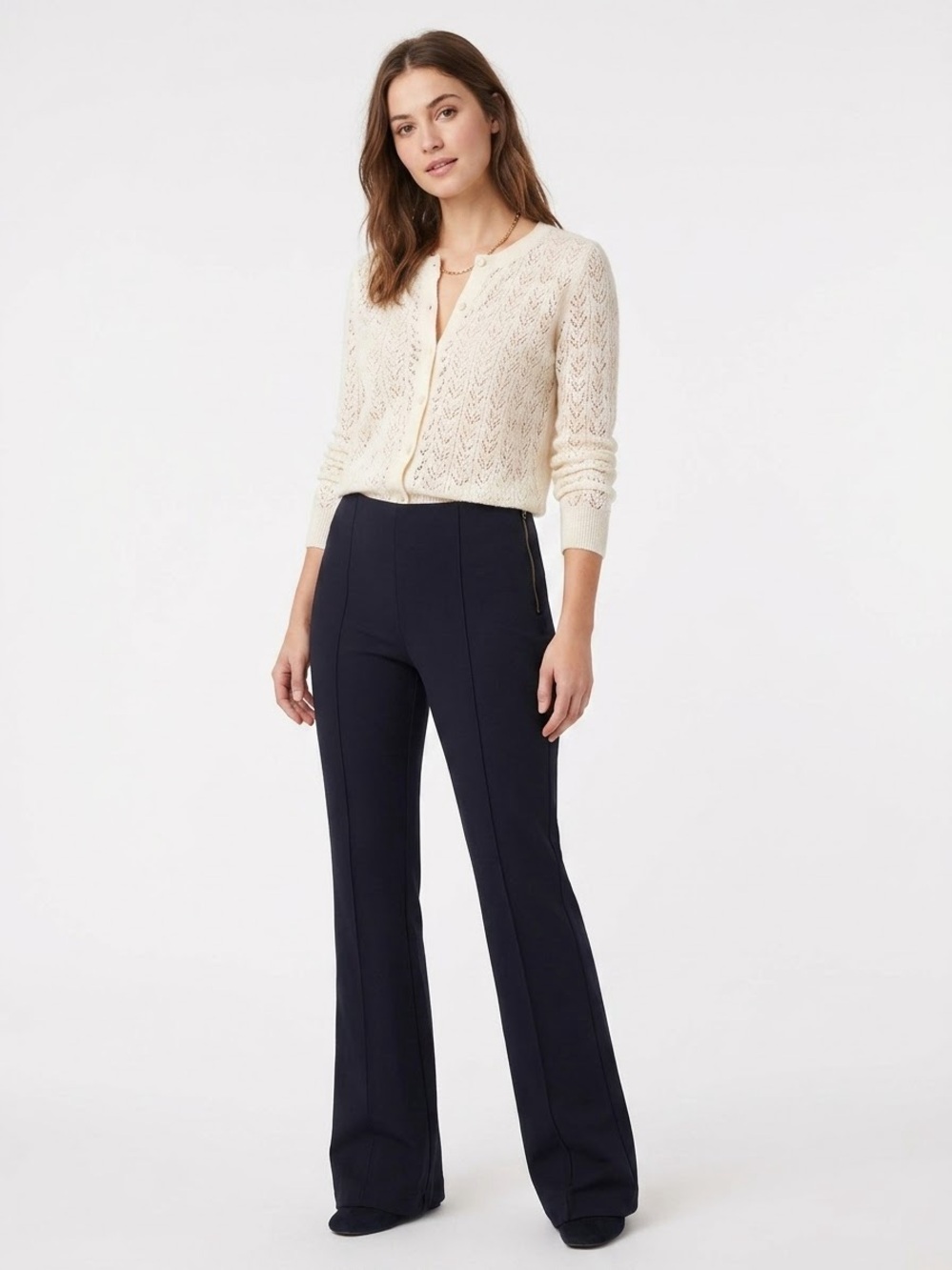 Judith & Charles Dark Navy Side Zip Flare Pants - Size 6